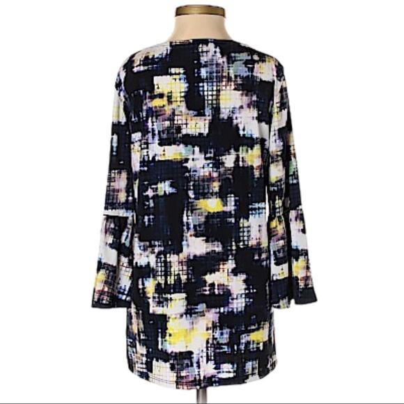 ELLEN TRACY Elegant Multicolor Bell Sleeve Tunic Top - Picture 10 of 11
